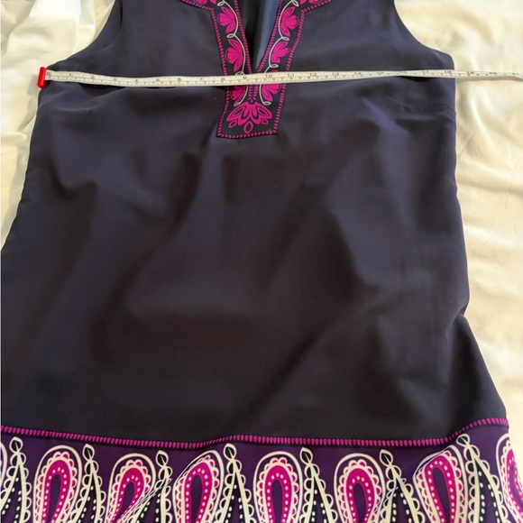 Banana Republic Black with Magenta and Cream Embroidered Shift Dress - Picture 3 of 7
